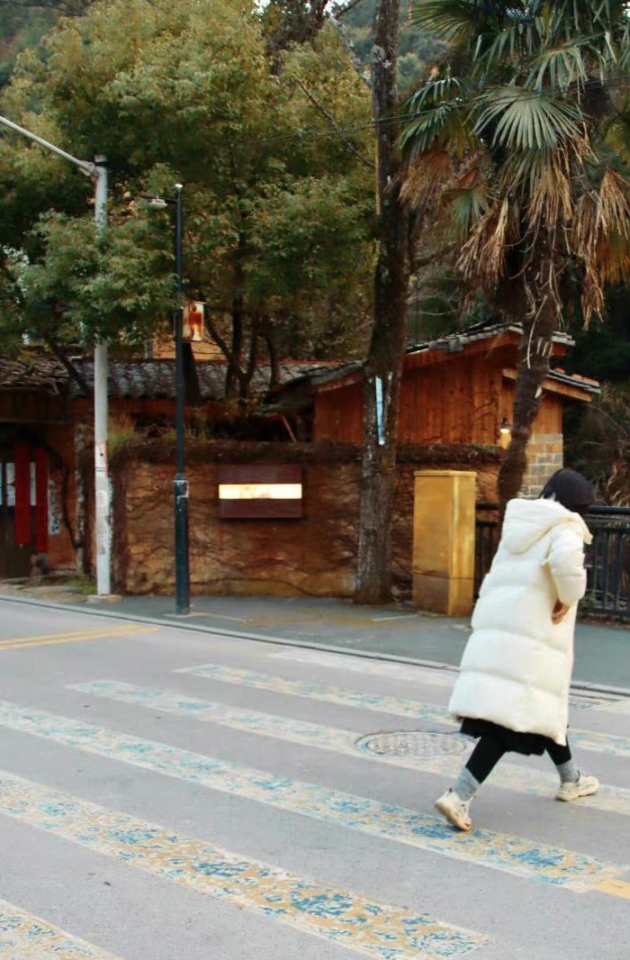 A blue-and-white porcelain zebra crossing