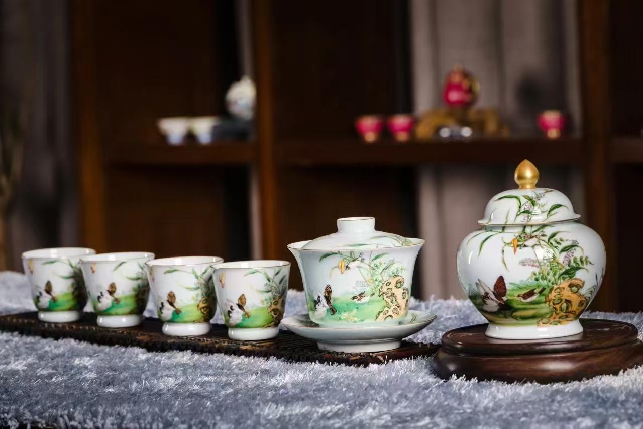 Meet the Museum(258）Colour enamels tea set 6 pieces