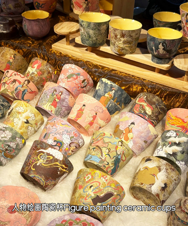 Figure painting ceramic cups