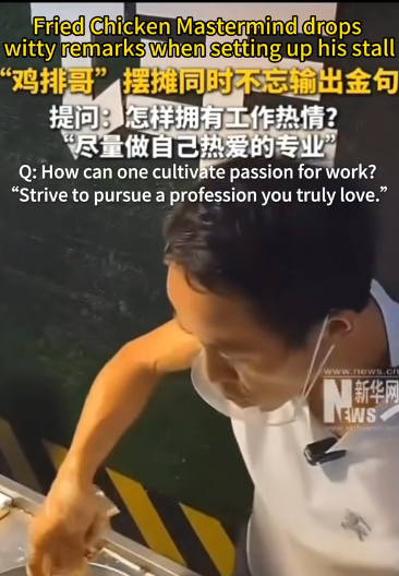 Fried chicken Mastermind drops witty remarks when setting up his stall