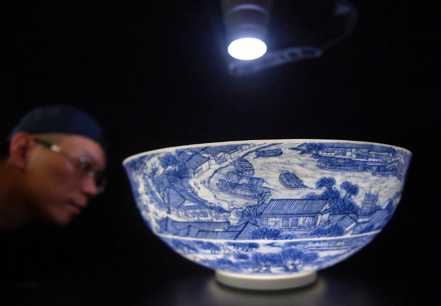 Egg shell porcelain making in China's Jingdezhen